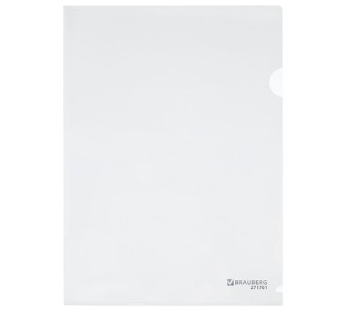 Папка-уголок жесткая А4, прозрачная, 0,15 мм, BRAUBERG EXTRA, 271701