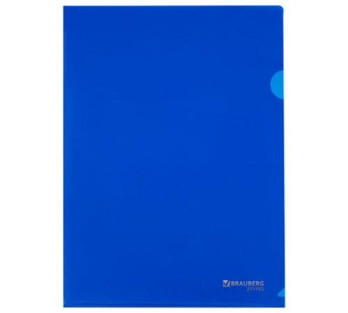 Папка-уголок жесткая А4, синяя, 0,15 мм, BRAUBERG EXTRA, 271702