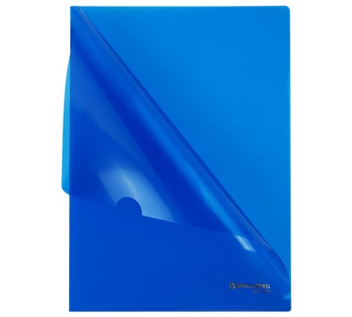 Папка-уголок жесткая А4, синяя, 0,15 мм, BRAUBERG EXTRA, 271702