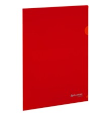 Папка-уголок жесткая А4, красная, 0,15 мм, BRAUBERG EXTRA, 271703