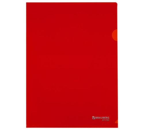 Папка-уголок жесткая А4, красная, 0,15 мм, BRAUBERG EXTRA, 271703