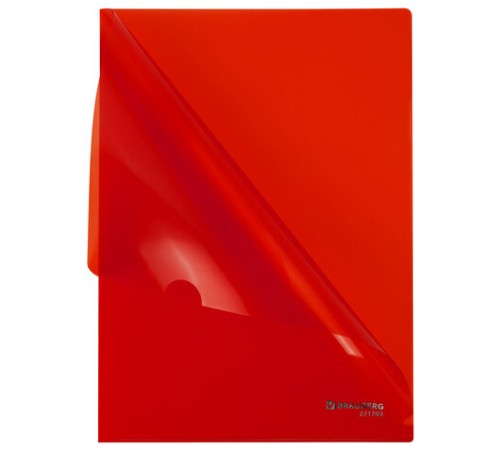 Папка-уголок жесткая А4, красная, 0,15 мм, BRAUBERG EXTRA, 271703