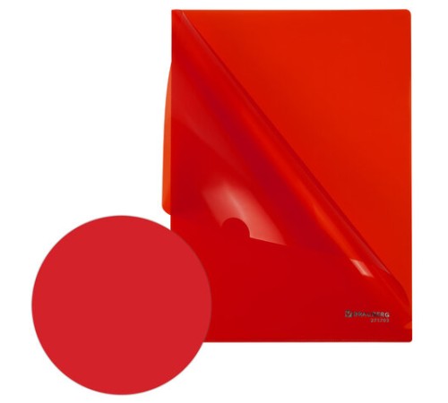 Папка-уголок жесткая А4, красная, 0,15 мм, BRAUBERG EXTRA, 271703
