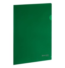 Папка-уголок жесткая А4, зеленая, 0,15 мм, BRAUBERG EXTRA, 271704