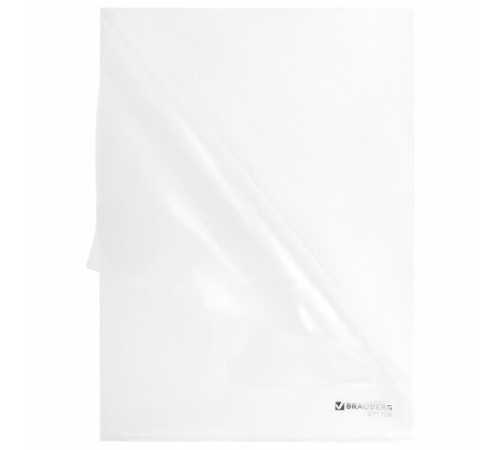 Папка-уголок с карманом для визитки А4, прозрачная, 0,18 мм, BRAUBERG EXTRA, 271706