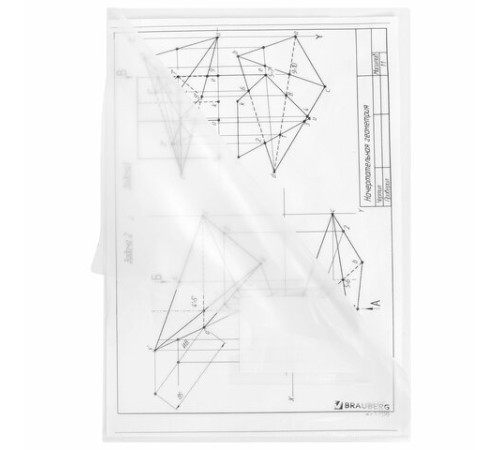 Папка-уголок с карманом для визитки А4, прозрачная, 0,18 мм, BRAUBERG EXTRA, 271706