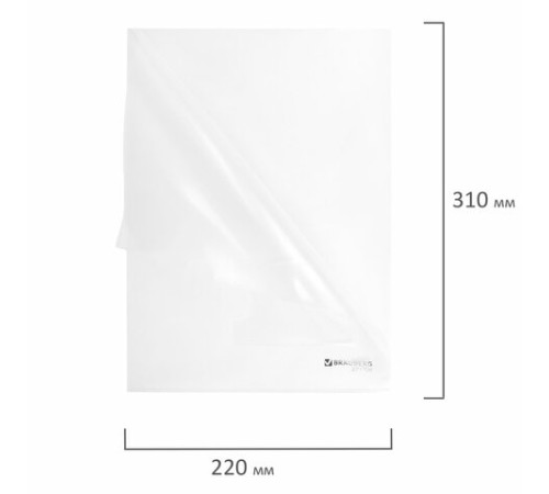 Папка-уголок с карманом для визитки А4, прозрачная, 0,18 мм, BRAUBERG EXTRA, 271706