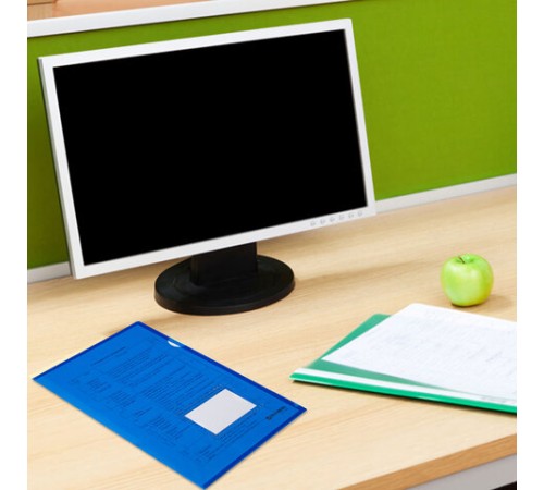 Папка-уголок с карманом для визитки А4, синяя, 0,18 мм, BRAUBERG EXTRA, 271707