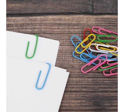 Скрепки STAFF 28 мм, цветные, 70 штук, 271708