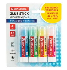 Клей-карандаш 15 г ВЫГОДНАЯ УПАКОВКА BRAUBERG 