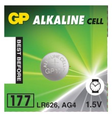 Батарейка GP Alkaline 177 (G4, LR626), алкалиновая, 1 шт., в блистере (отрывной блок), 177-2CY, 4891199026690