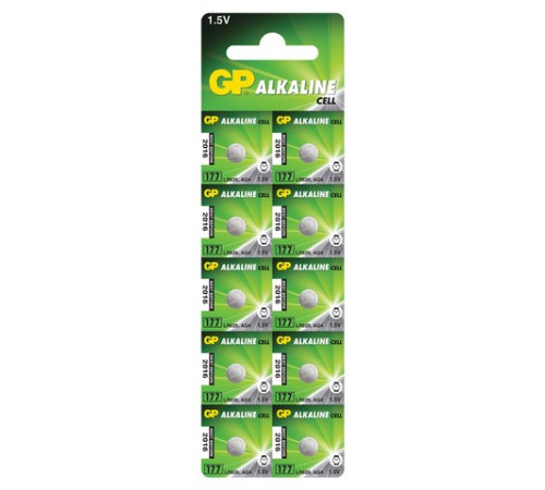 Батарейка GP Alkaline 177 (G4, LR626), алкалиновая, 1 шт., в блистере (отрывной блок), 177-2CY, 4891199026690 Батарейка GP Alkaline 177 (G4, LR626), алкалиновая, 1 шт., в блистере (отрывной блок), 177-2CY, 4891199026690