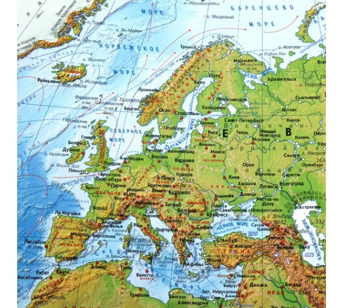 Карта мира физическая 120х78 см, 1:25М, с ламинацией, интерактивная, в тубусе, BRAUBERG, 112380