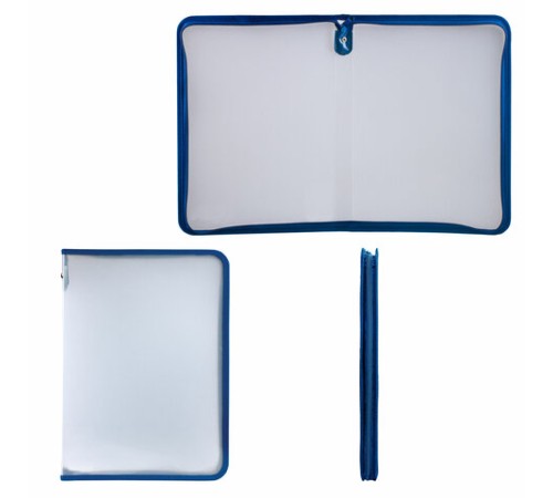 Папка для документов и тетрадей на молнии пластиковая BRAUBERG А4, 320х230 мм, прозрачная, 271713