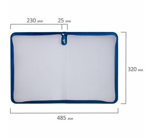 Папка для документов и тетрадей на молнии пластиковая BRAUBERG А4, 320х230 мм, прозрачная, 271713