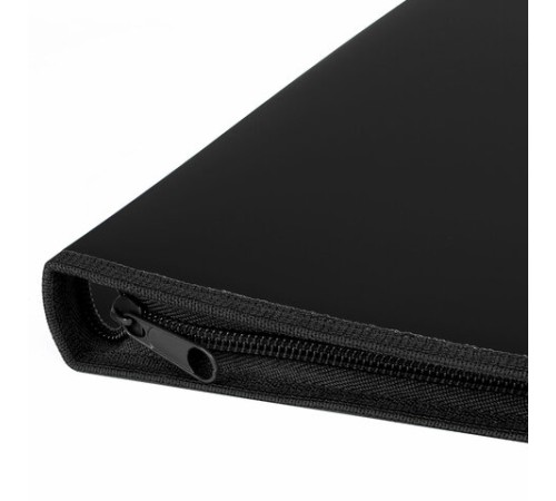 Папка для документов и тетрадей на молнии пластиковая BRAUBERG А4, 320х230 мм, черная, 271714