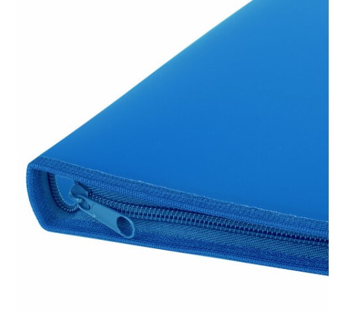 Папка для документов и тетрадей на молнии пластиковая BRAUBERG А4, 320х230 мм, синяя, 271715