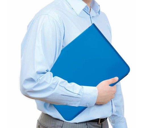 Папка для документов и тетрадей на молнии пластиковая BRAUBERG А4, 320х230 мм, синяя, 271715