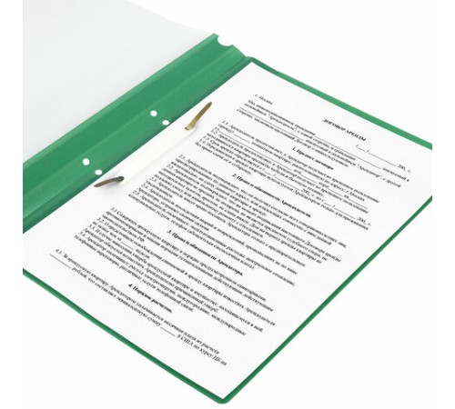 Скоросшиватель пластиковый с перфорацией STAFF, А4, 100/120 мкм, зеленый, 271717