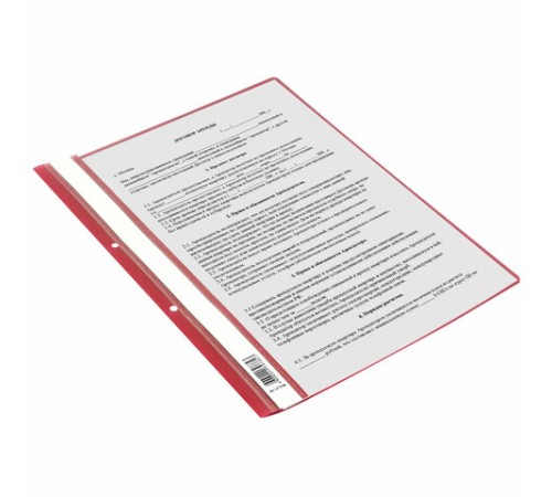 Скоросшиватель пластиковый с перфорацией STAFF, А4, 100/120 мкм, красный, 271718