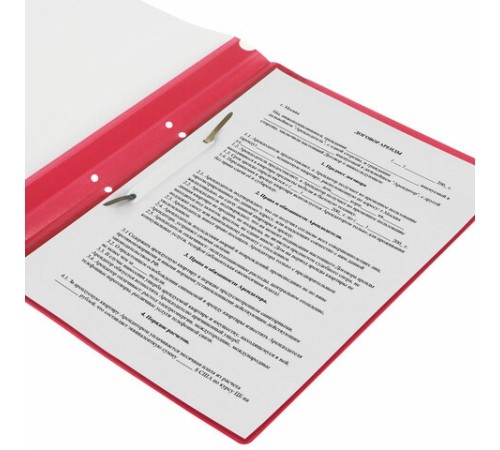 Скоросшиватель пластиковый с перфорацией STAFF, А4, 100/120 мкм, красный, 271718