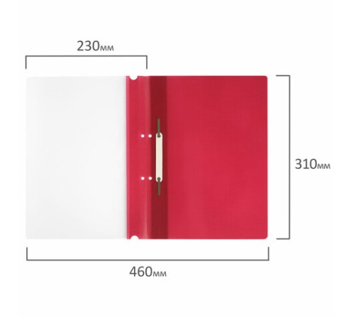 Скоросшиватель пластиковый с перфорацией STAFF, А4, 100/120 мкм, красный, 271718