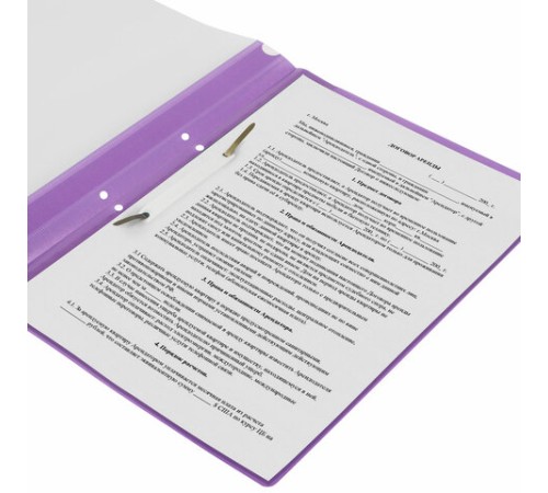 Скоросшиватель пластиковый с перфорацией STAFF, А4, 100/120 мкм, фиолетовый, 271720