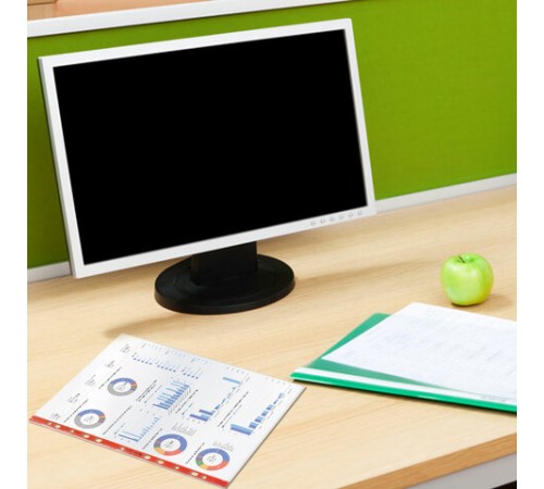 Папки-файлы перфорированные с цветными полосками А4 BRAUBERG, КОМПЛЕКТ 100 шт., гладкие, 30 мкм, 271827