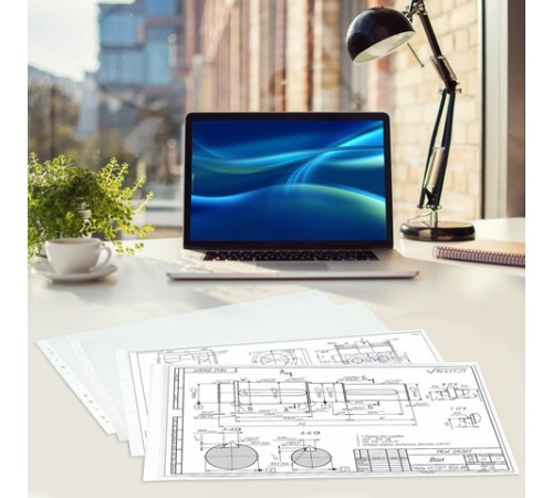 Папки-файлы перфорированные горизонтальной ориентации А4 BRAUBERG, КОМПЛЕКТ 100 шт., 35 мкм, 271829