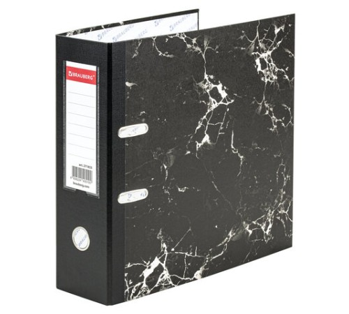 Папка-регистратор ШИРОКИЙ КОРЕШОК 90 мм с мраморным покрытием, черная, BRAUBERG, 271833
