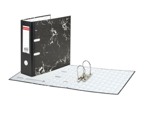 Папка-регистратор ШИРОКИЙ КОРЕШОК 90 мм с мраморным покрытием, черная, BRAUBERG, 271833
