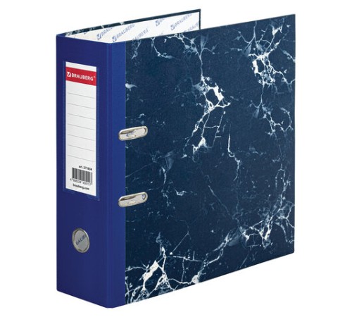 Папка-регистратор ШИРОКИЙ КОРЕШОК 90 мм, с мраморным покрытием, синяя, BRAUBERG, 271834
