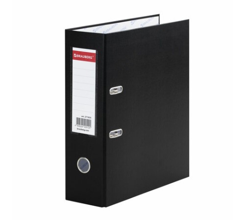 Папка-регистратор ШИРОКИЙ КОРЕШОК 90 мм с покрытием из ПВХ, черная, BRAUBERG, 271835