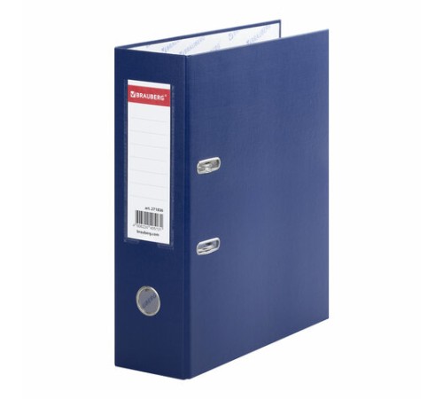 Папка-регистратор ШИРОКИЙ КОРЕШОК 90 мм с покрытием из ПВХ, синяя, BRAUBERG, 271836