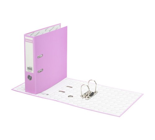 Папка-регистратор BRAUBERG PASTEL ламинированная, 75 мм, цвет лиловый, 271837