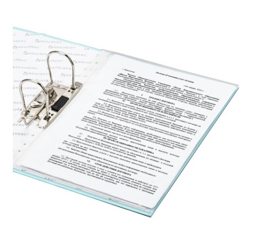 Папка-регистратор BRAUBERG PASTEL ламинированная, 75 мм, цвет мятный, 271839