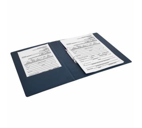 Папка на 2 кольцах, ПРОЧНАЯ, картон/ПВХ, BRAUBERG 