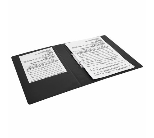 Папка на 2 кольцах, ПРОЧНАЯ, картон/ПВХ, BRAUBERG 