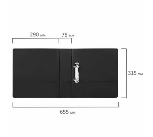 Папка на 2 кольцах, ПРОЧНАЯ, картон/ПВХ, BRAUBERG 