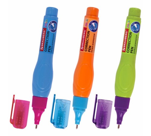 Ручка-корректор 10 мл ВЫГОДНАЯ УПАКОВКА, КОМПЛЕКТ 3 штуки, BRAUBERG MIX, 271921