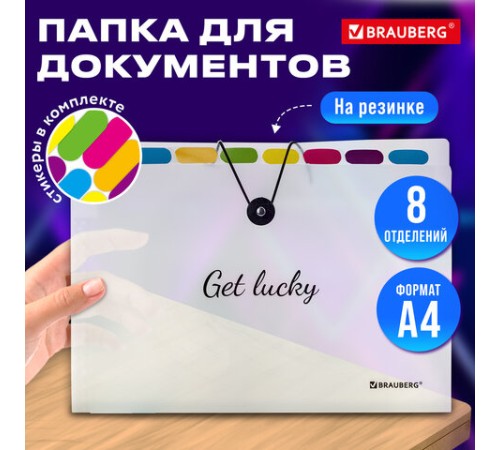 Папка-органайзер на резинке 8 отделений, BRAUBERG 