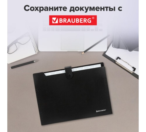 Папка-органайзер на кнопке 12 отделений, BRAUBERG 