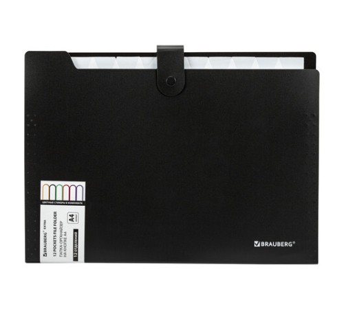 Папка-органайзер на кнопке 12 отделений, BRAUBERG 