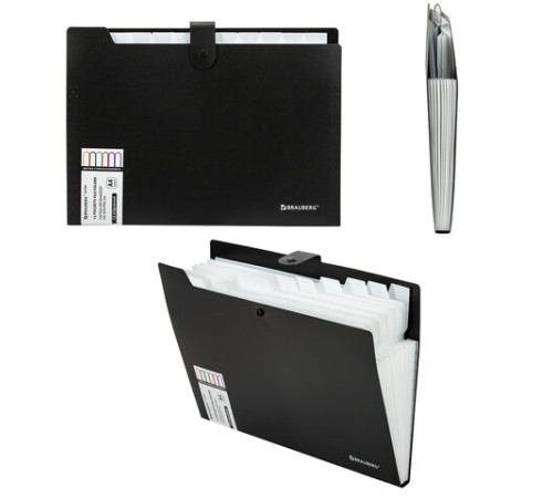 Папка-органайзер на кнопке 12 отделений, BRAUBERG 