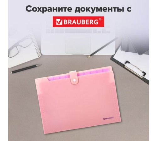 Папка-органайзер на кнопке 12 отделений, BRAUBERG 