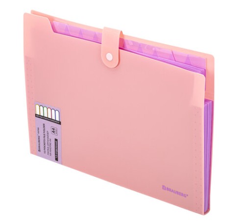 Папка-органайзер на кнопке 12 отделений, BRAUBERG 