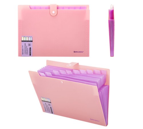 Папка-органайзер на кнопке 12 отделений, BRAUBERG 