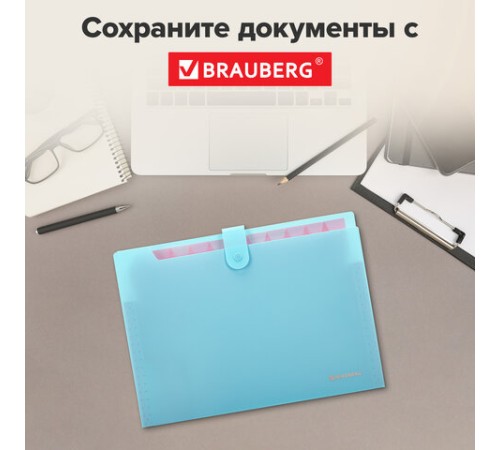Папка-органайзер на кнопке 12 отделений, BRAUBERG 