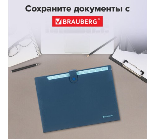 Папка-органайзер на кнопке 12 отделений, BRAUBERG 