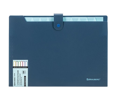 Папка-органайзер на кнопке 12 отделений, BRAUBERG 